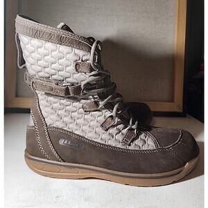 L.L. Bean Sz 8 Tek 2.5 Snow Peak Boots Dark Brown Leather Grey Quilted Shaft